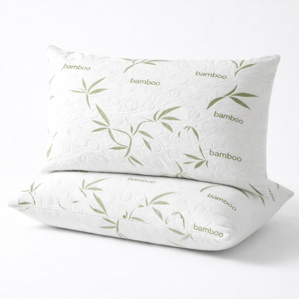 Adjustable Bamboo Memory Foam Pillows Queen (2 Pack) Cooling Foam